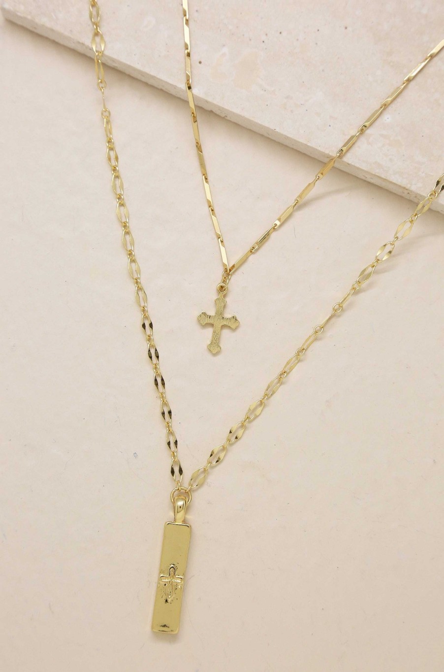 Necklaces Ettika | Your Highness 18K Gold Plated Cross Necklace Set