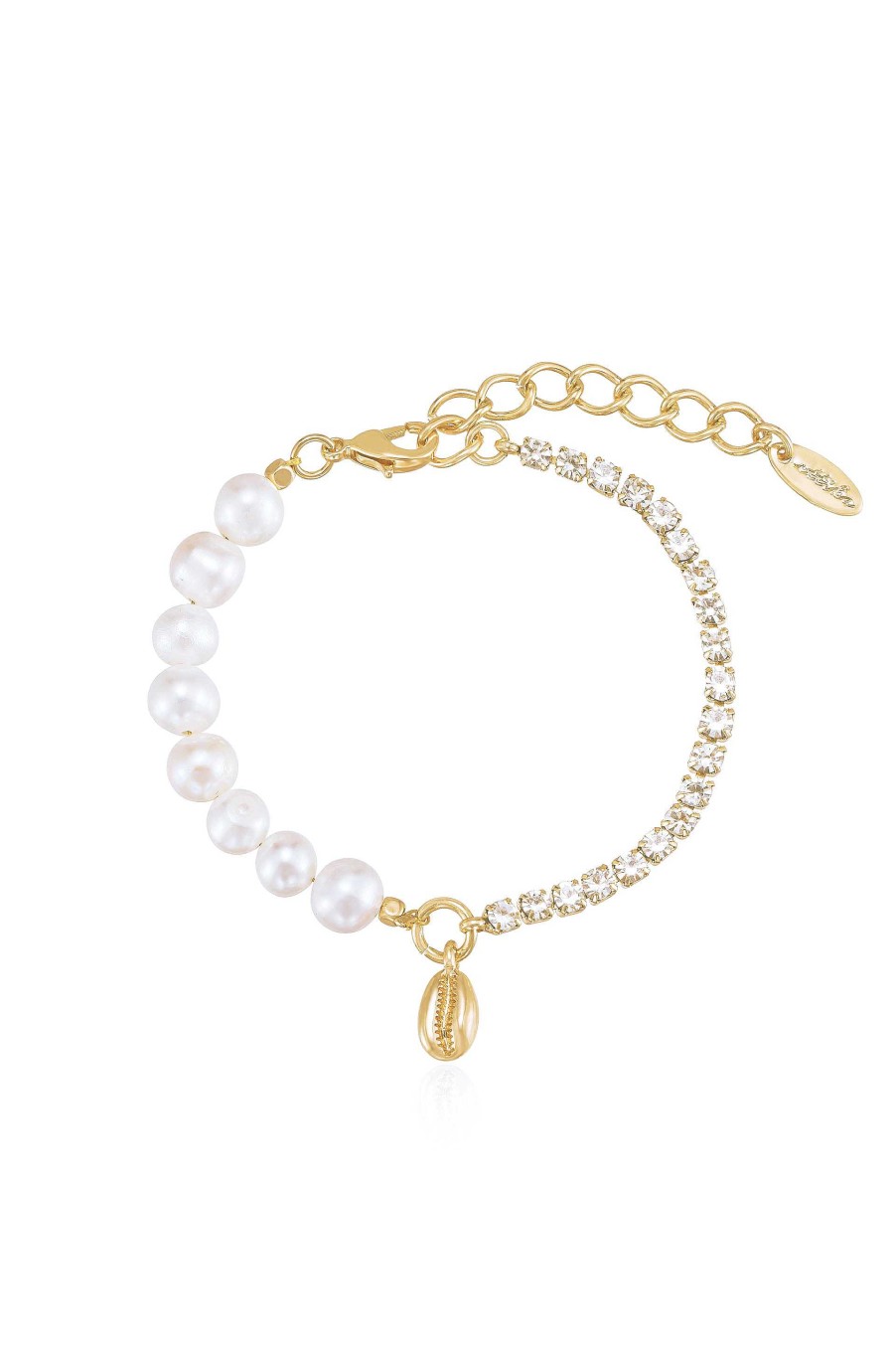 Bracelets Ettika | Pearl, Crystal, And Beach Shell 18K Gold Plated Bracelet