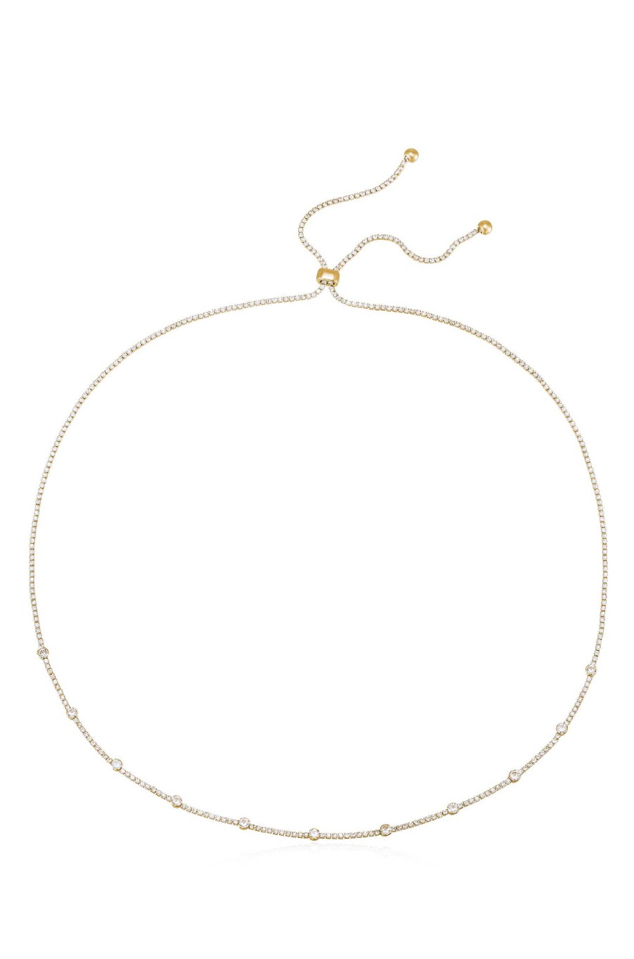 Necklaces Ettika | Line Up Crystal Chain And 18K Gold Plated Adjustable Necklace