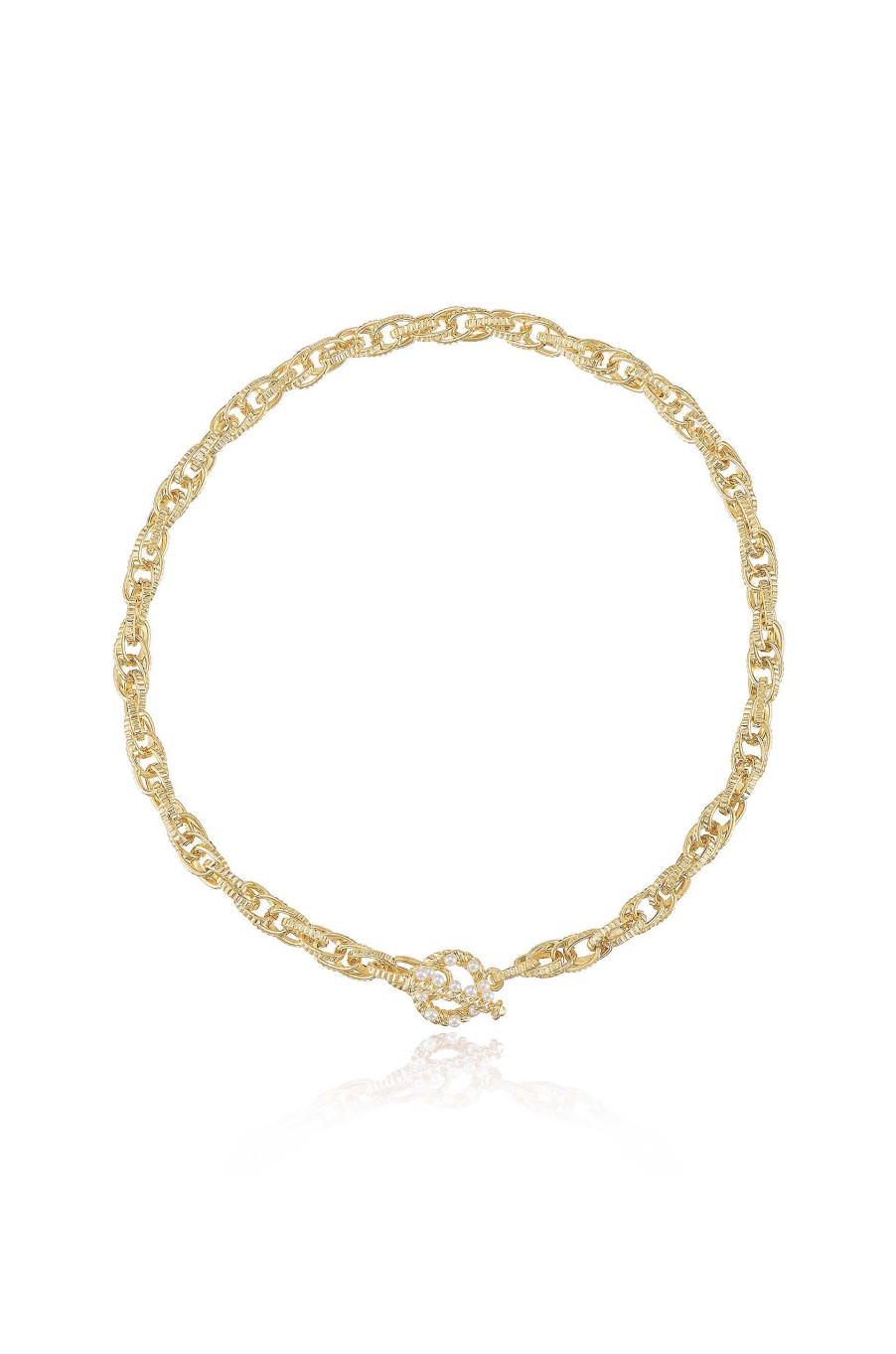 Necklaces Ettika | Golden 18K Gold Plated Chain Rope Necklace With Pearl Toggle