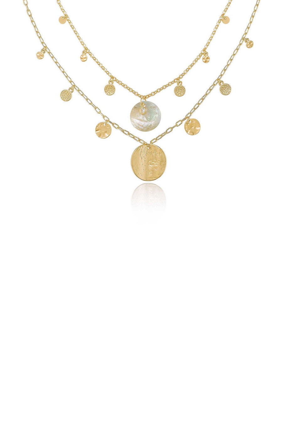 Necklaces Ettika | Pacific Princess Layered Shell Disc Necklace Set