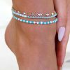 Anklets Ettika | Turquoise Malibu Breeze 18K Gold Plated Anklet Trio