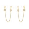 Earrings Ettika | Double Piercing 18K Gold Plated Chain Drop Earrings