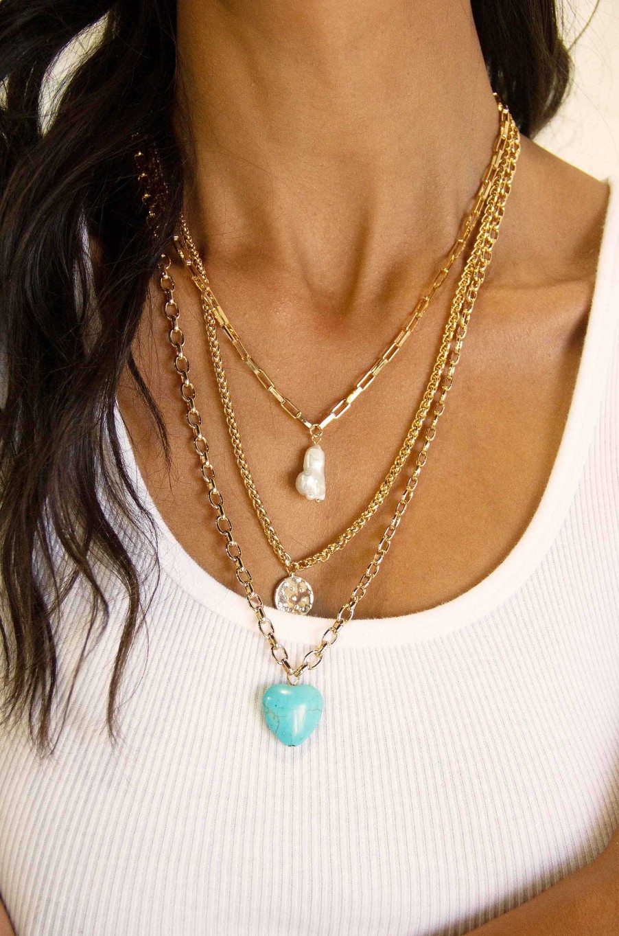 Necklaces Ettika | The Malibu Turquoise, Coin, And Pearl 18K Gold Plated Necklace Set