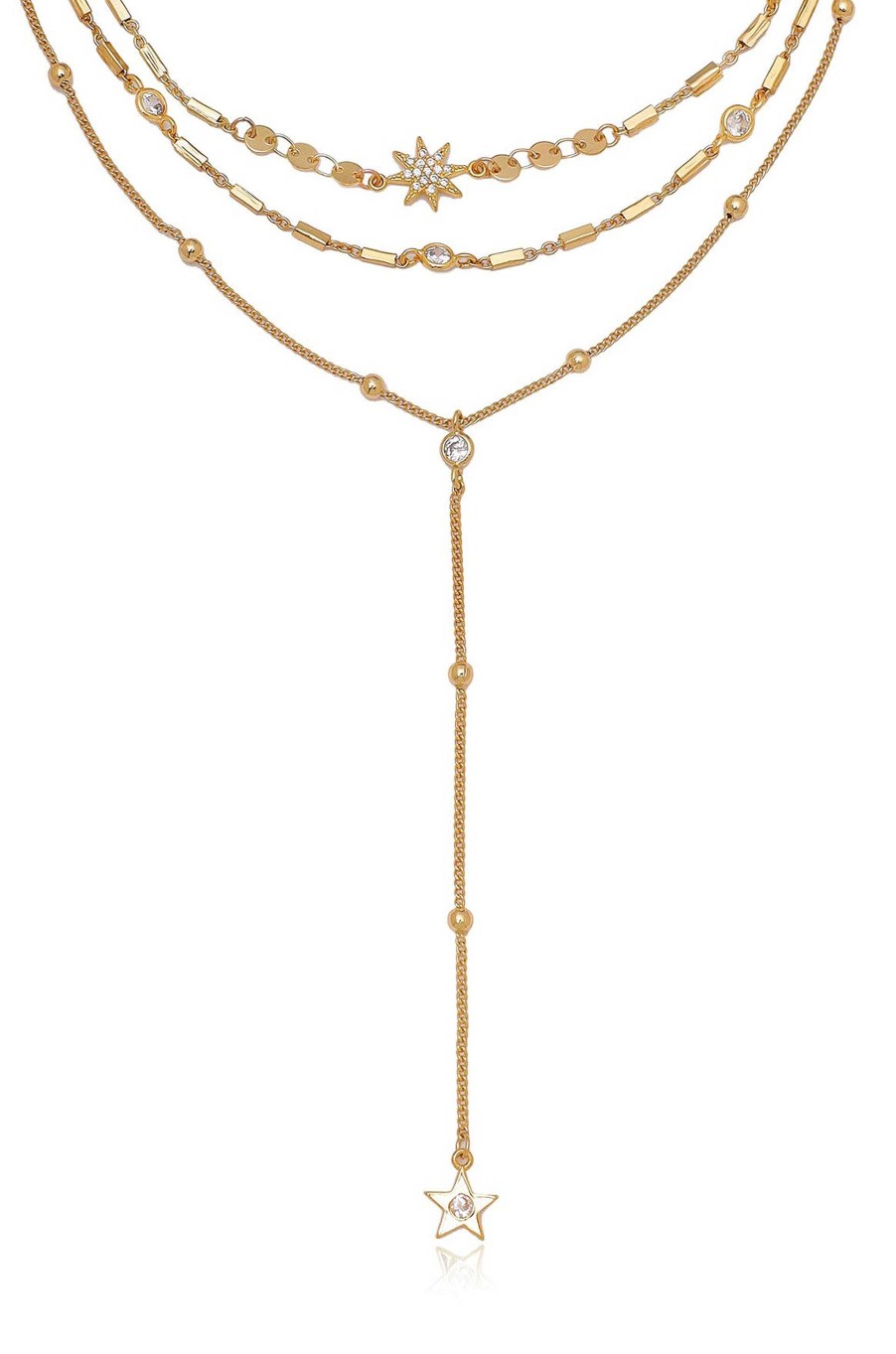 Necklaces Ettika | Forever Star Fall 18K Gold Plated Multi-Chain Choker