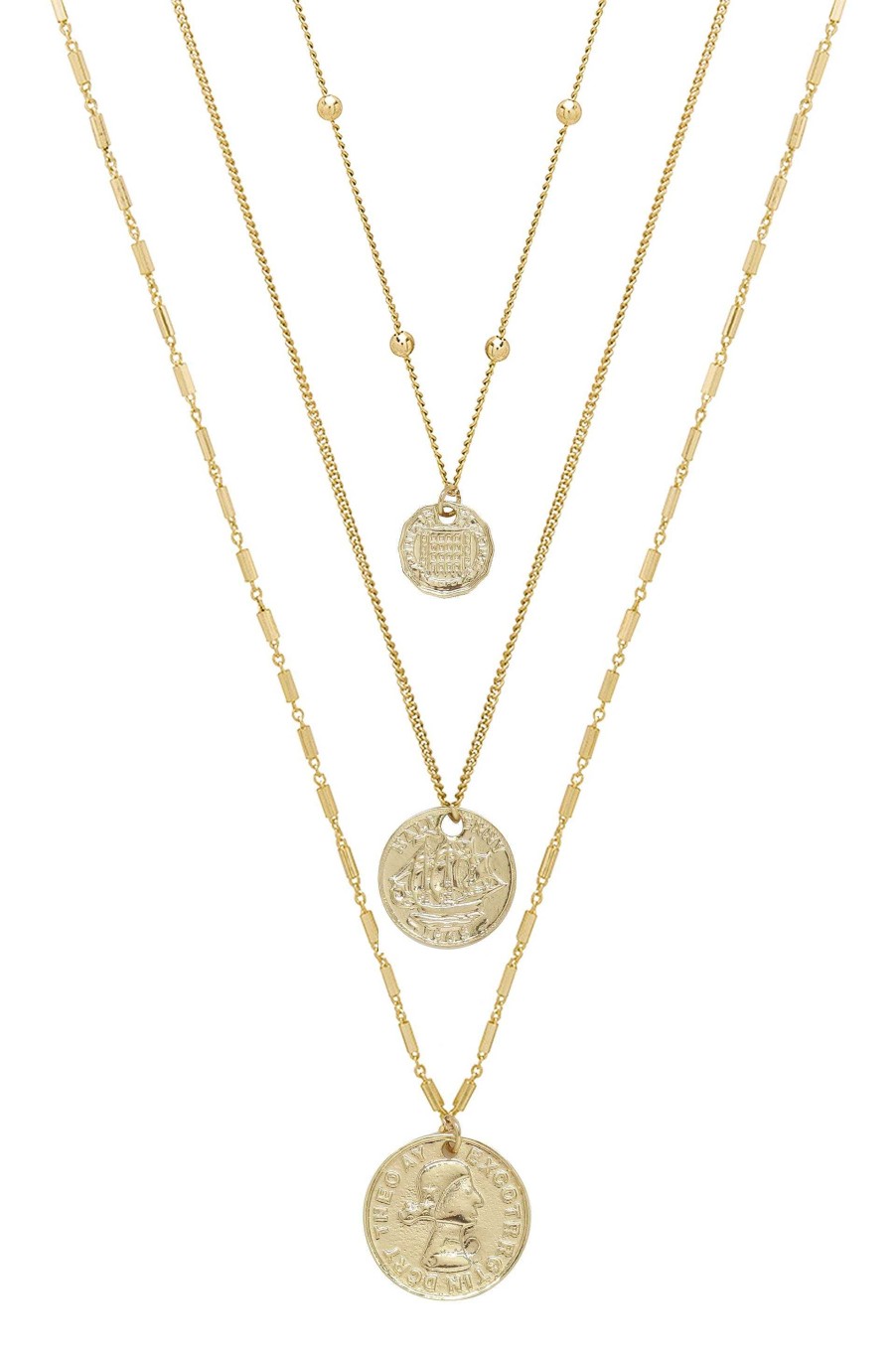 Necklaces Ettika | Three Coins Necklace Set