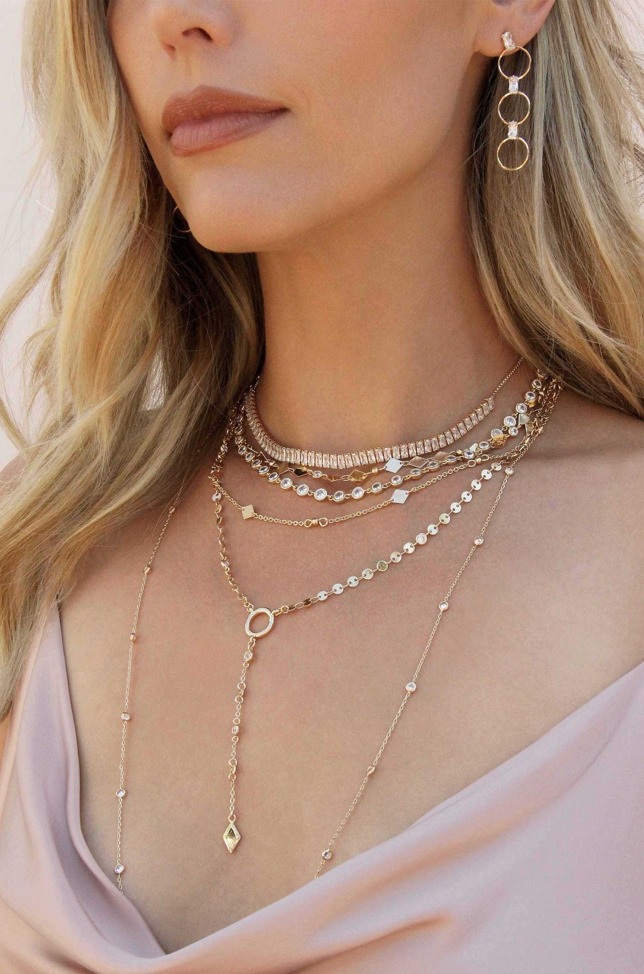 Necklaces Ettika | Delicate Crystal Statements 18K Gold Plated Adjustable Necklace