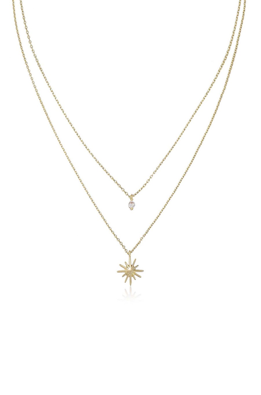 Necklaces Ettika | Layered Starburst And Crystal 18K Gold Plated Necklace