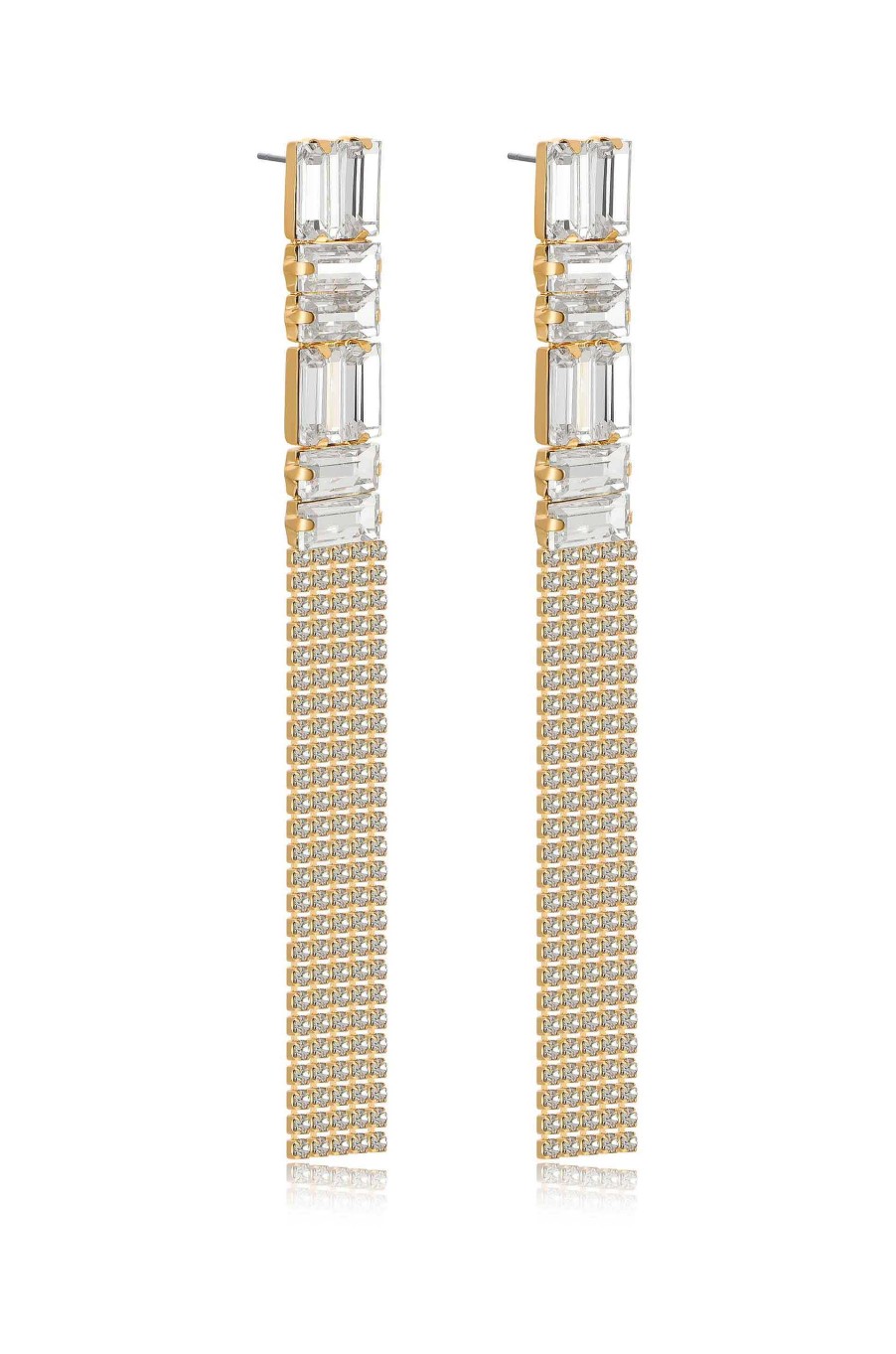 Earrings Ettika | Art Deco Crystal Chain 18K Gold Plated Earrings