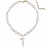 Necklaces Ettika | Organic Pearl Cross 18K Gold Plated Necklace