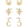 Earrings Ettika | Celestial Stud And Mini Dangle 18K Gold Plated Earring Set Of 3