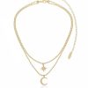 Necklaces Ettika | Celestial Moon And Star 18K Gold Plated Layered Necklace