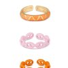 Rings Ettika | Festival Fun 18K Gold Plated Orange & Pink Enamel Ring Set