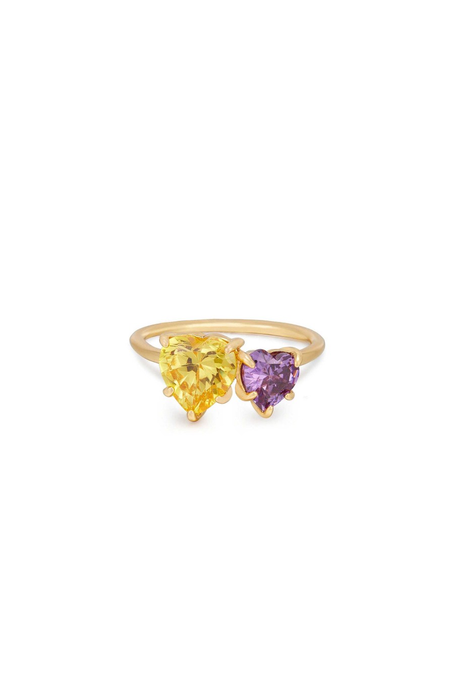 Rings Ettika | Toi Et Moi Heart And Mini Heart 18K Gold Plated Ring