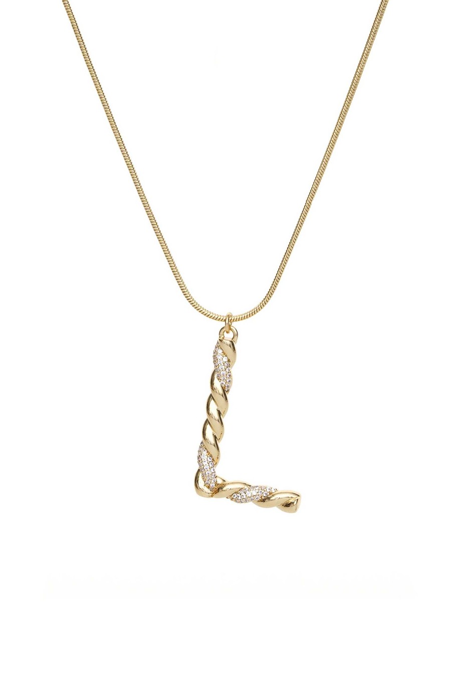 Necklaces Ettika | Twisted Crystal Initial 18K Gold Plated Necklace