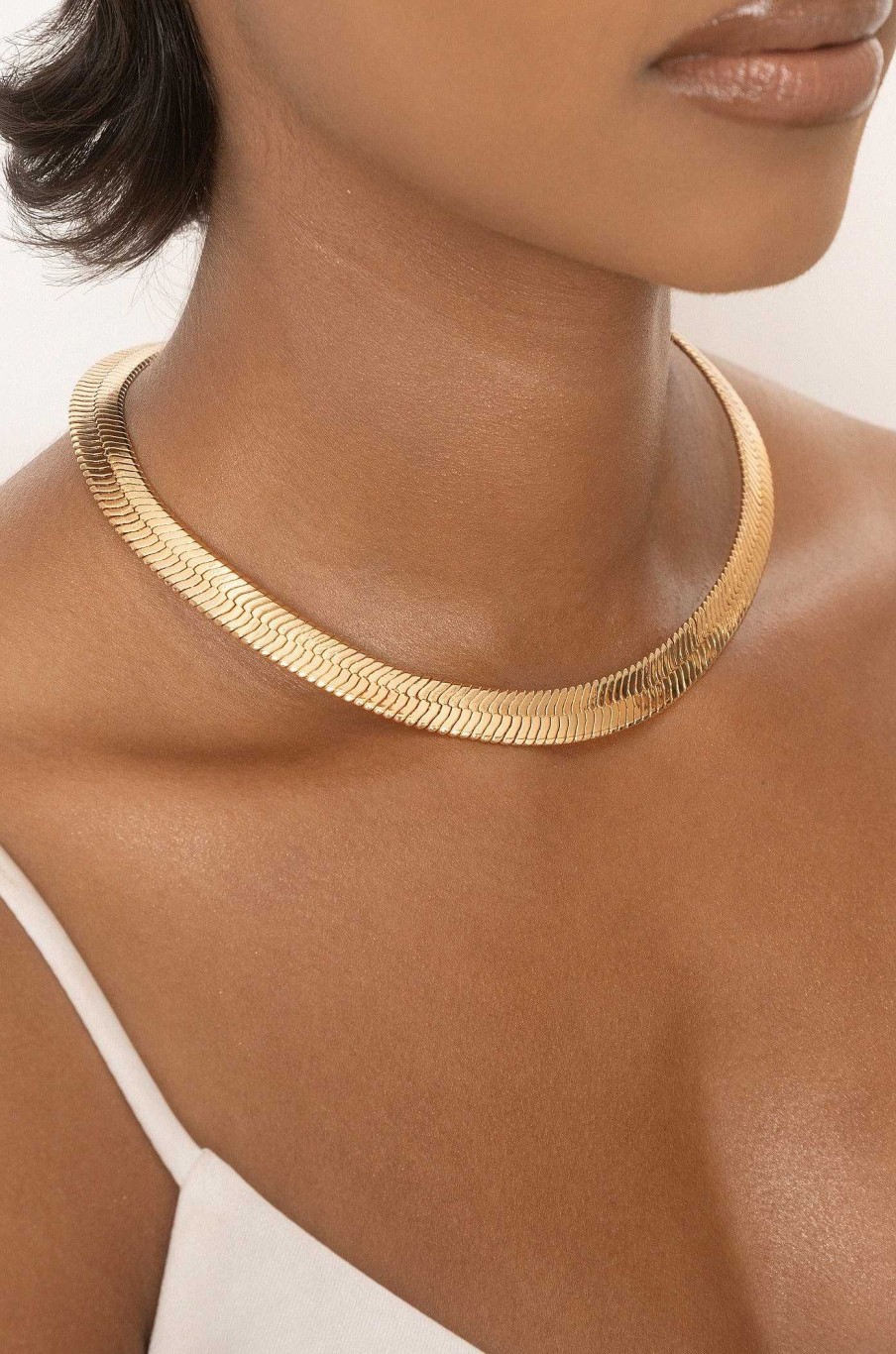 Necklaces Ettika | Snake Smooth Chain 18K Gold Plated Necklace