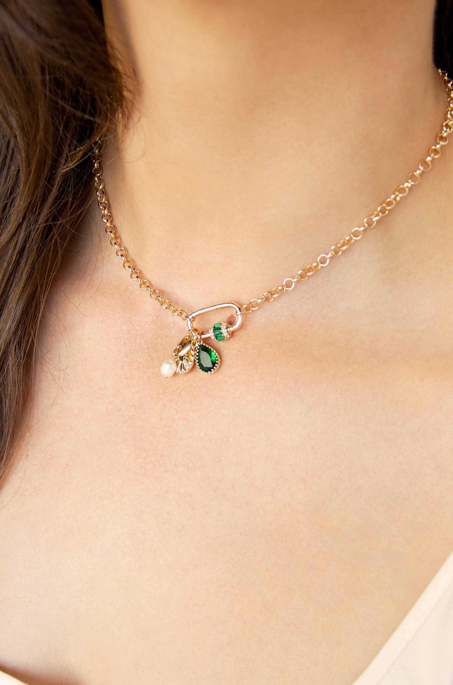 Necklaces Ettika | Green Queen 18K Gold Plated Crystal Charm Necklace