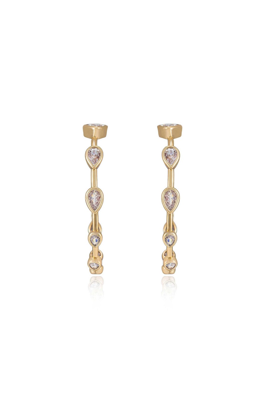 Earrings Ettika | Beauty Bezel Crystal 18K Gold Plated Hoop Earrings