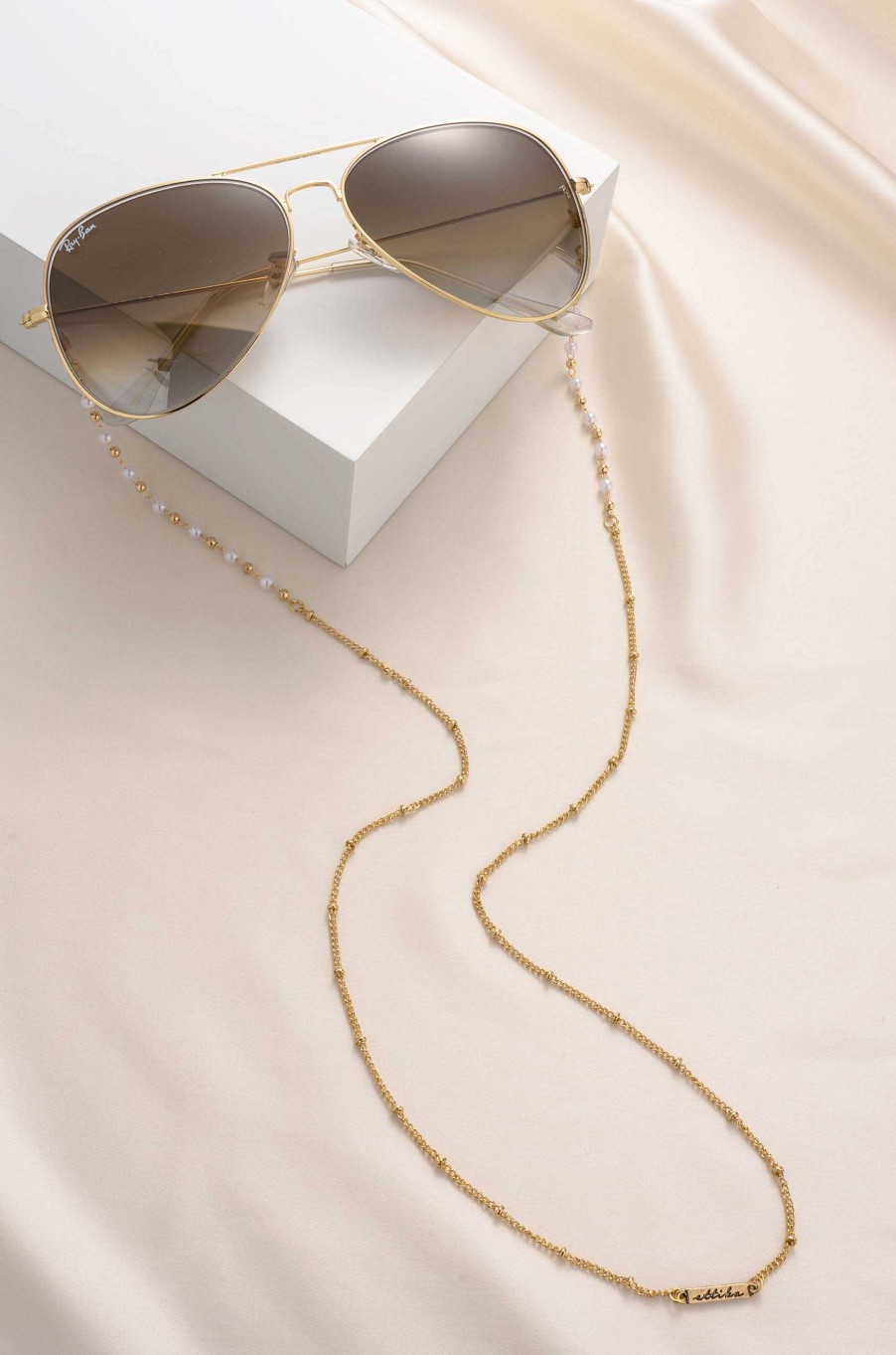 Glasses Chains Ettika | Dainty Pearl And Gold Glasses Chain