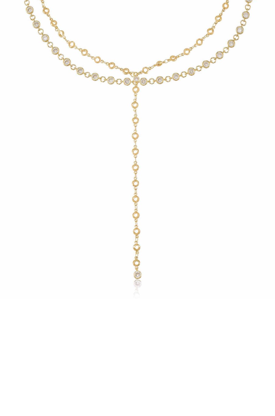 Necklaces Ettika | Crystal And 18K Gold Plated Chain Lariat Necklace Set