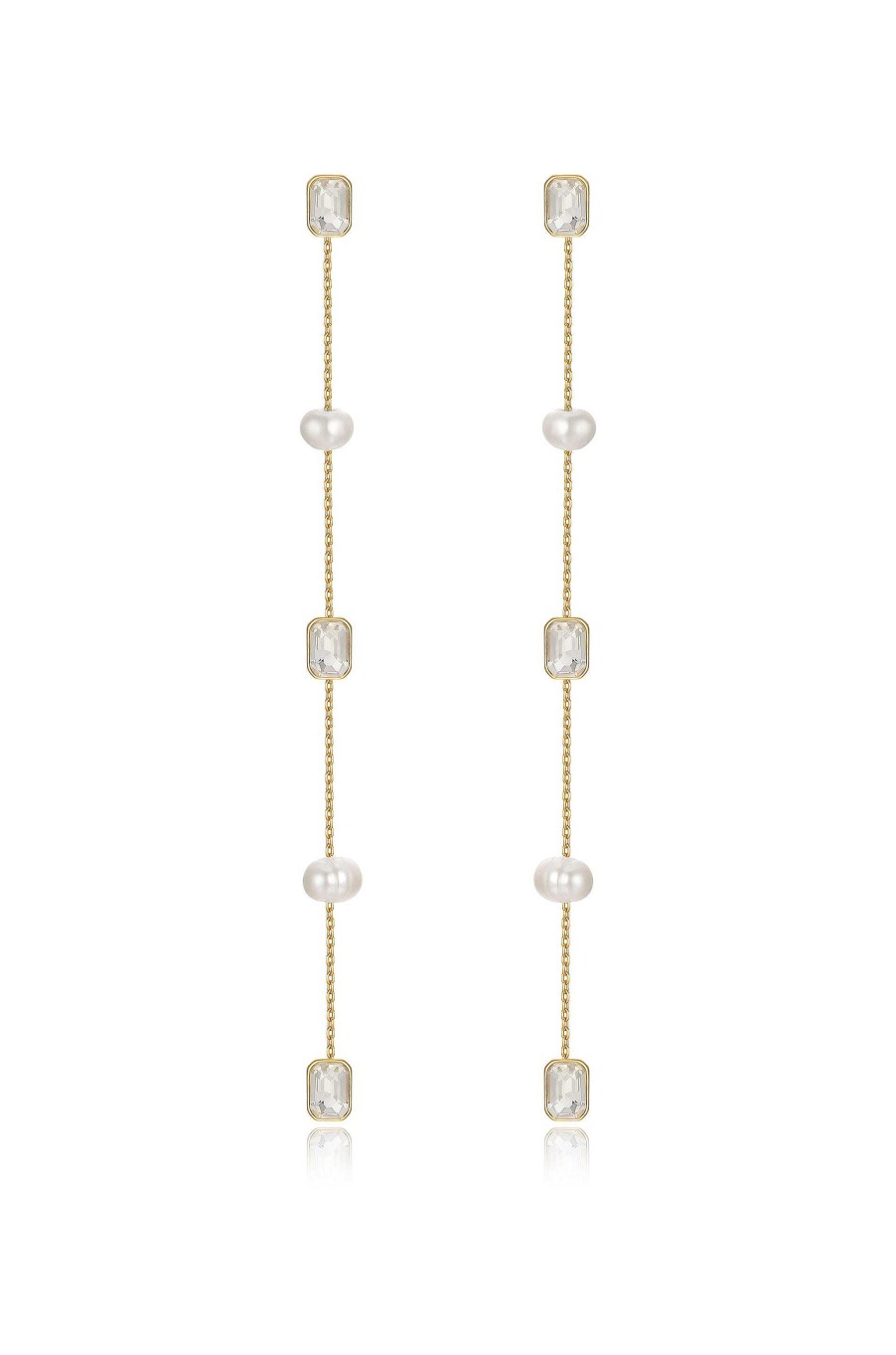 Earrings Ettika | Pearl And Crystal Linear Drop Earrings