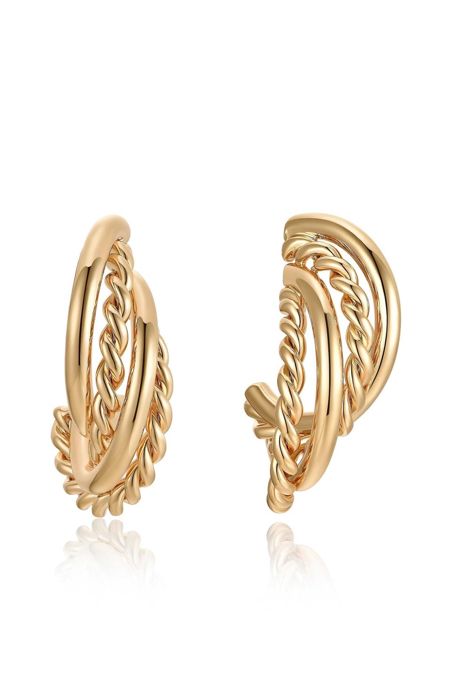 Earrings Ettika | Twists And Turns 18K Gold Plated Hoop Earrings