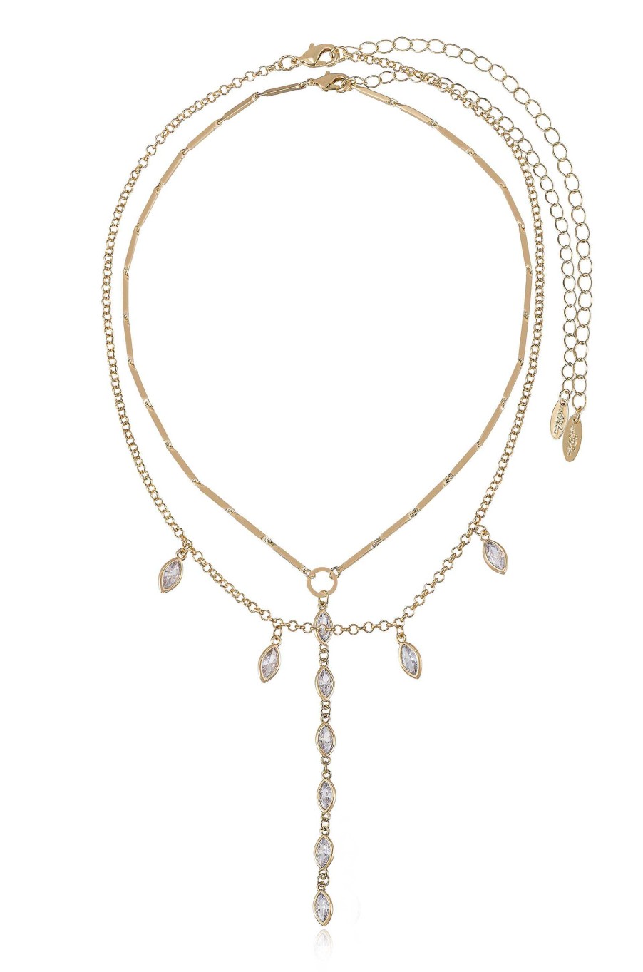 Necklaces Ettika | Ariella Glass Crystal 18K Gold Plated Layered Lariat Necklace