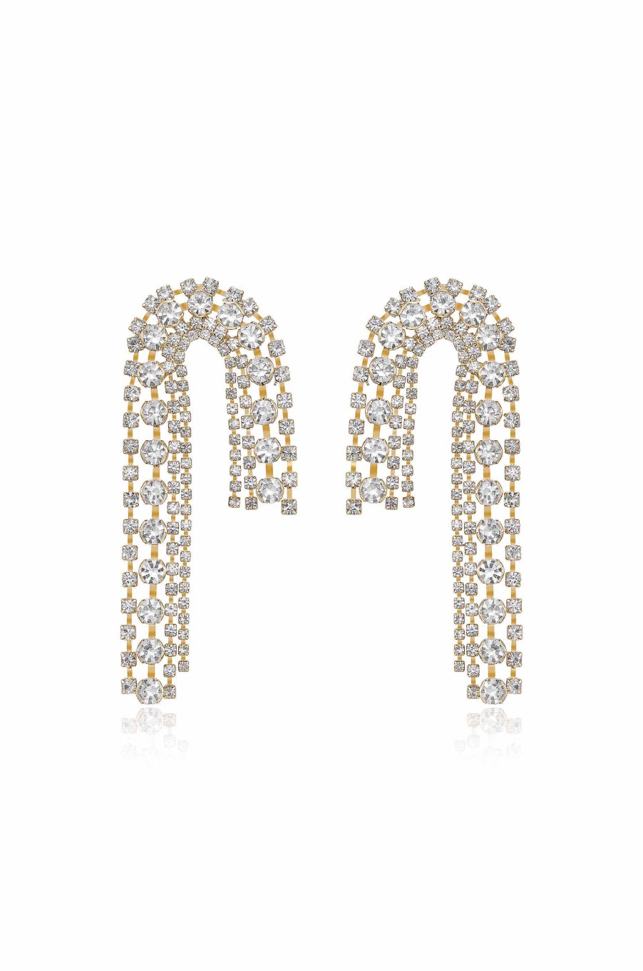 Earrings Ettika | Crystal Arch Chain 18K Gold Plated Statement Earrings